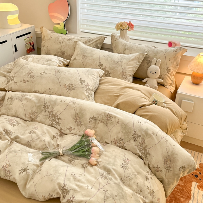 91家纺网 家纺一手货源 找家纺 慕尚家纺 2025新款原棉磨毛四件套单被套系列-单被套 似水生花