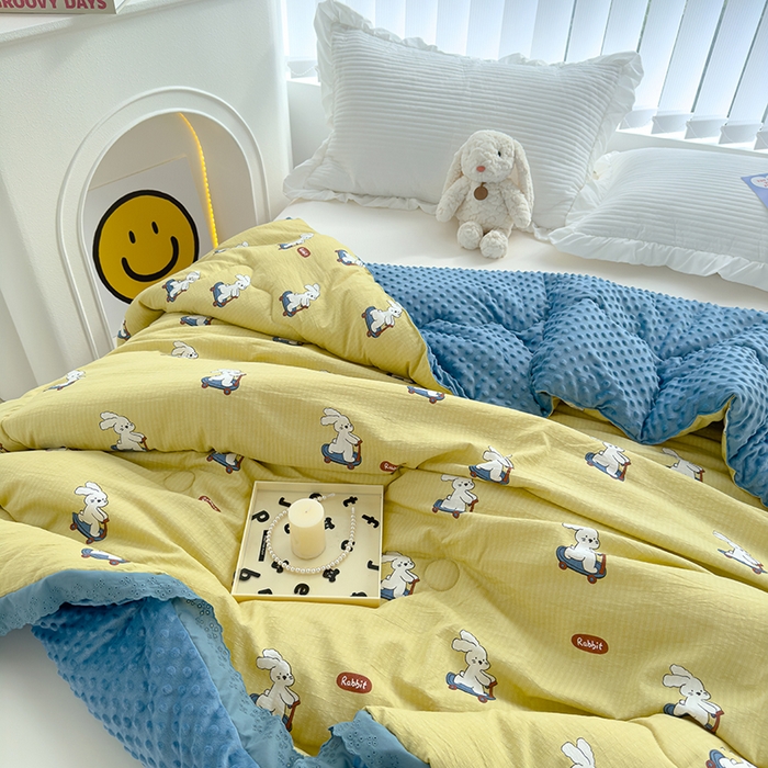 91家纺网 家纺一手货源 找家纺 芯恋 2025款提花韩版花边豆豆冬被被子春秋被芯大豆被豆豆被滑板兔