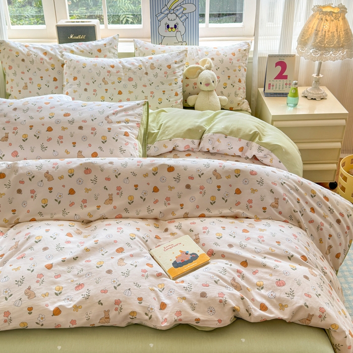 91家纺网 家纺一手货源 找家纺 清雅福 2024新款全棉13070印花单品系列-单被套 春日限定米