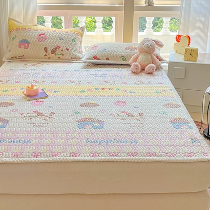 91家纺网 家纺一手货源 找家纺 川悦生活 2024新款A类印花雪花绒床垫加厚绒保暖床护垫 床垫小狗物语