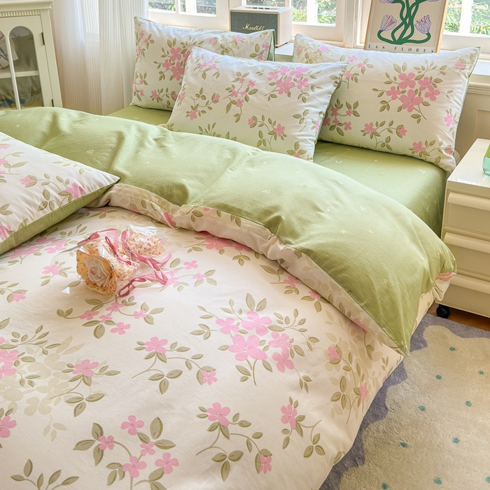 91家纺网 家纺一手货源 找家纺 清雅福 2024新款全棉13070印花单品系列-四件套 花舞轻盈