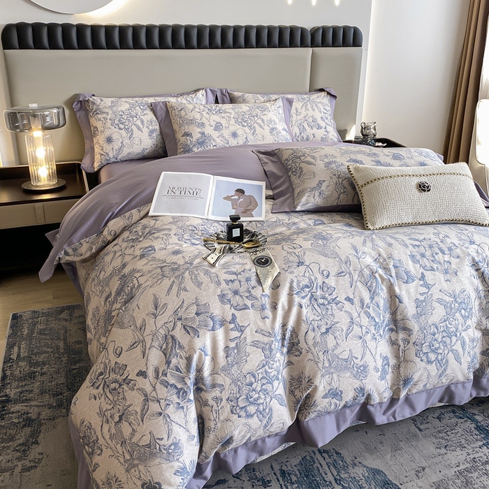 91家纺网 家纺一手货源 找家纺 娇逸家居 2024新款100支新疆长绒棉数码印花全棉四件套（专版花型） 寒烟