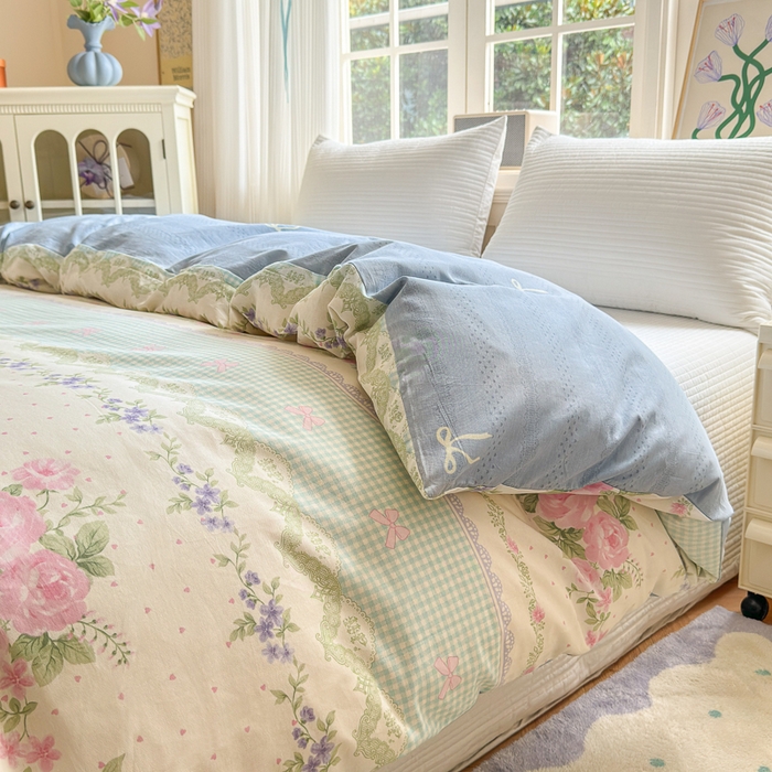 91家纺网 家纺一手货源 找家纺 清雅福 2024新款全棉13070印花单品系列-单被套 春野星漫