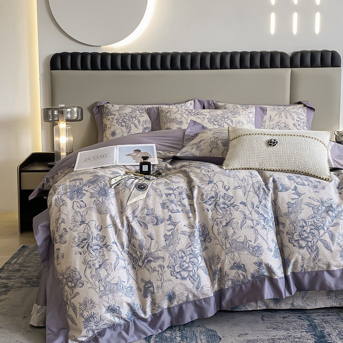 91家纺网 家纺一手货源 找家纺 娇逸家居 2024新款100支新疆长绒棉数码印花全棉四件套（专版花型） 寒烟