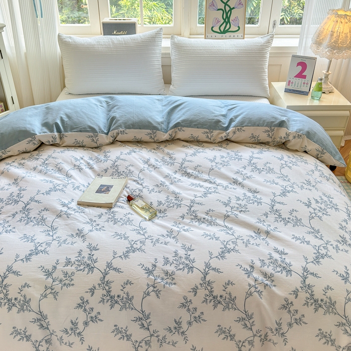 91家纺网 家纺一手货源 找家纺 清雅福 2024新款全棉13070印花单品系列-单被套 满庭米