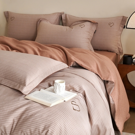 榻尚家居 2024新款加厚全棉磨毛永恒格调系列四件套 永恒格调咖