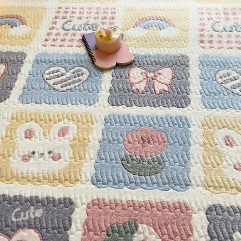 91家纺网 家纺一手货源 找家纺 川悦生活 2024新款A类印花雪花绒床垫加厚绒保暖床护垫 床垫甜蜜日常粉