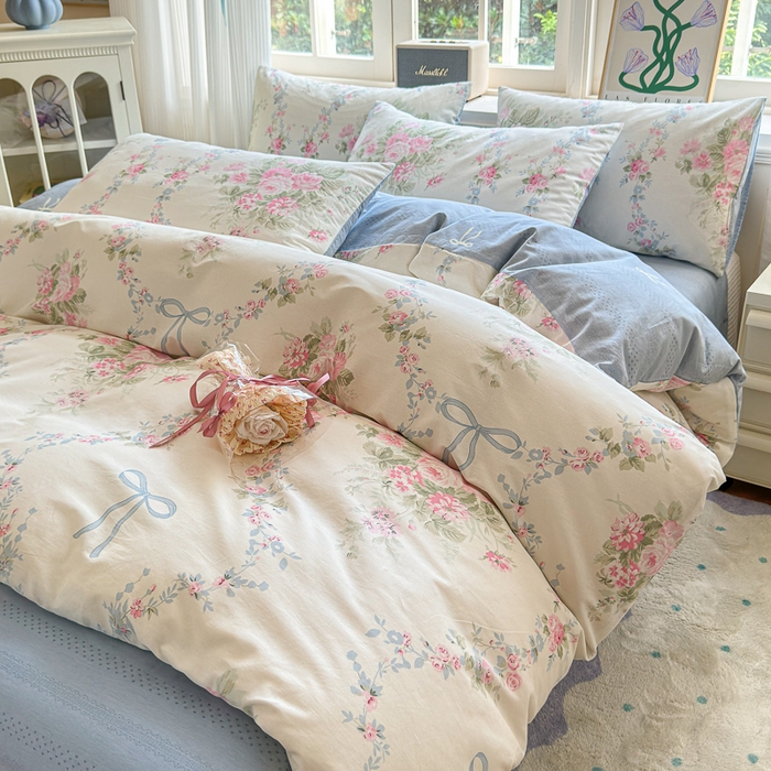 91家纺网 家纺一手货源 找家纺 清雅福 2024新款全棉13070印花单品系列-单被套 花蔓蓝