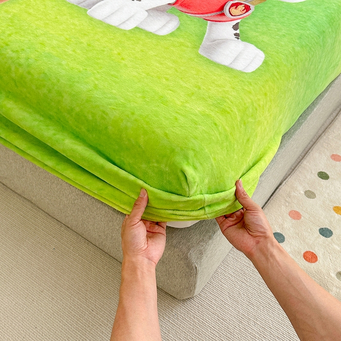 91家纺网 家纺一手货源 找家纺 ds生活馆 2026新款大版数码印花牛奶绒单床笠 汪汪队