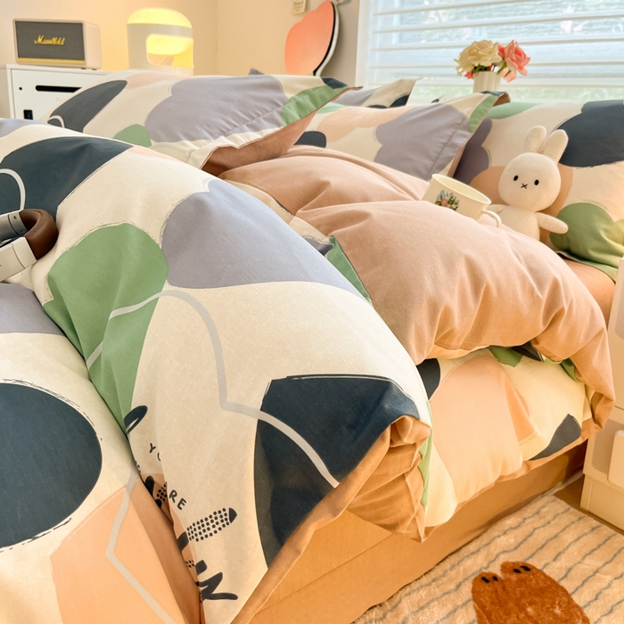 91家纺网 家纺一手货源 找家纺 慕尚家纺 2025新款原棉磨毛四件套单被套系列-单被套 心悦绿