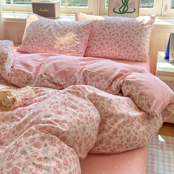 91家纺网 家纺一手货源 找家纺 清雅福 2024新款全棉13070印花单品系列-单被套 甜美梦境粉