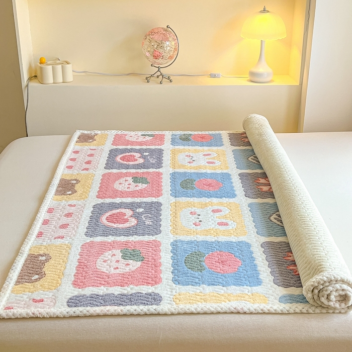 91家纺网 家纺一手货源 找家纺 川悦生活 2024新款A类印花雪花绒床垫加厚绒保暖床护垫 床垫甜蜜日常粉