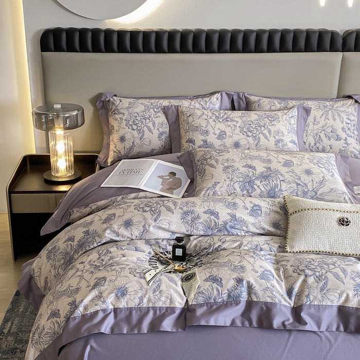 91家纺网 家纺一手货源 找家纺 娇逸家居 2024新款100支新疆长绒棉数码印花全棉四件套（专版花型） 寒烟