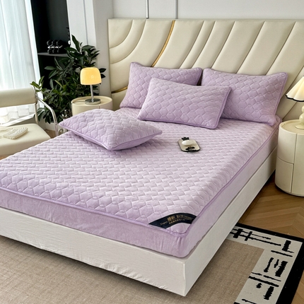 91家纺网 家纺一手货源 找家纺 （总）品乐家纺 2025新款简约牛奶绒加厚夹棉保暖床笠