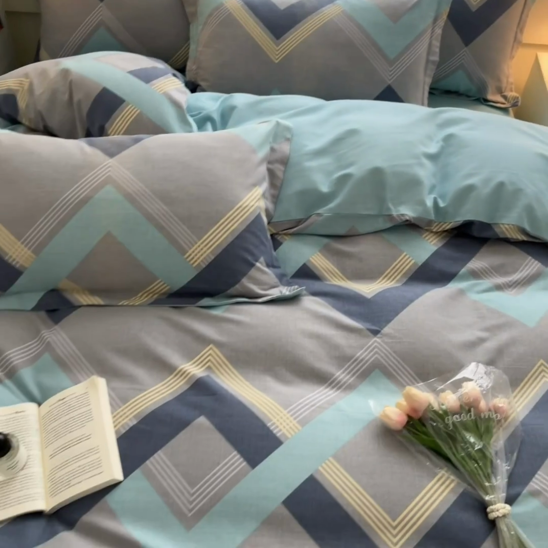 91家纺网 家纺一手货源 找家纺 慕尚家纺 2025新款原棉磨毛四件套单被套系列-单被套 莱德灰