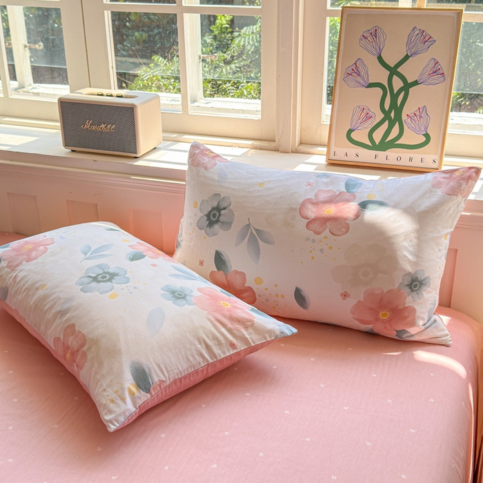 91家纺网 家纺一手货源 找家纺 清雅福 2024新款全棉13070印花单品系列-单被套 半夏清风粉