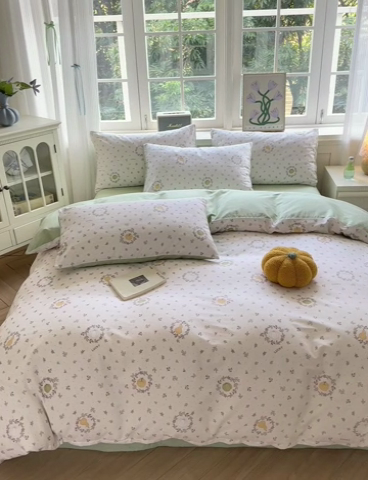 91家纺网 家纺一手货源 找家纺 清雅福 2024新款全棉13070印花单品系列-单被套 南瓜联盟米