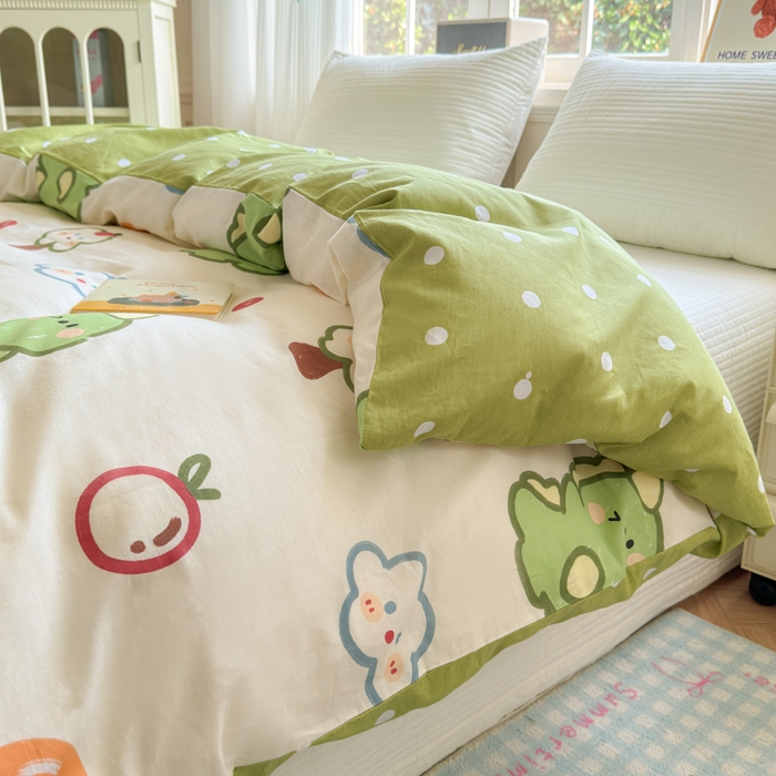 91家纺网 家纺一手货源 找家纺 清雅福 2024新款全棉13070印花单品系列-单被套 恐龙日记米