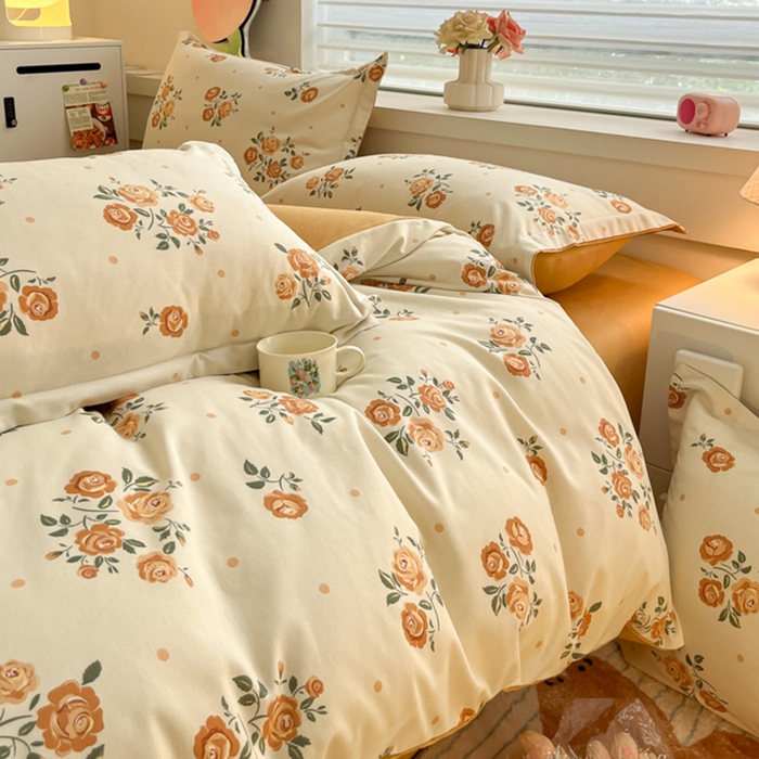 91家纺网 家纺一手货源 找家纺 慕尚家纺 2025新款原棉磨毛四件套单被套系列-单被套 爱语玫瑰