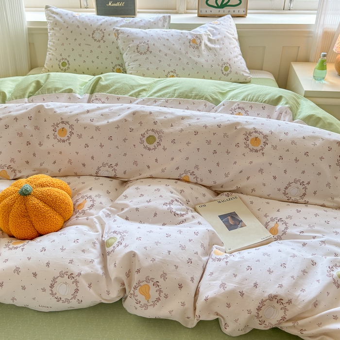 91家纺网 家纺一手货源 找家纺 清雅福 2024新款全棉13070印花单品系列-单被套 南瓜联盟米