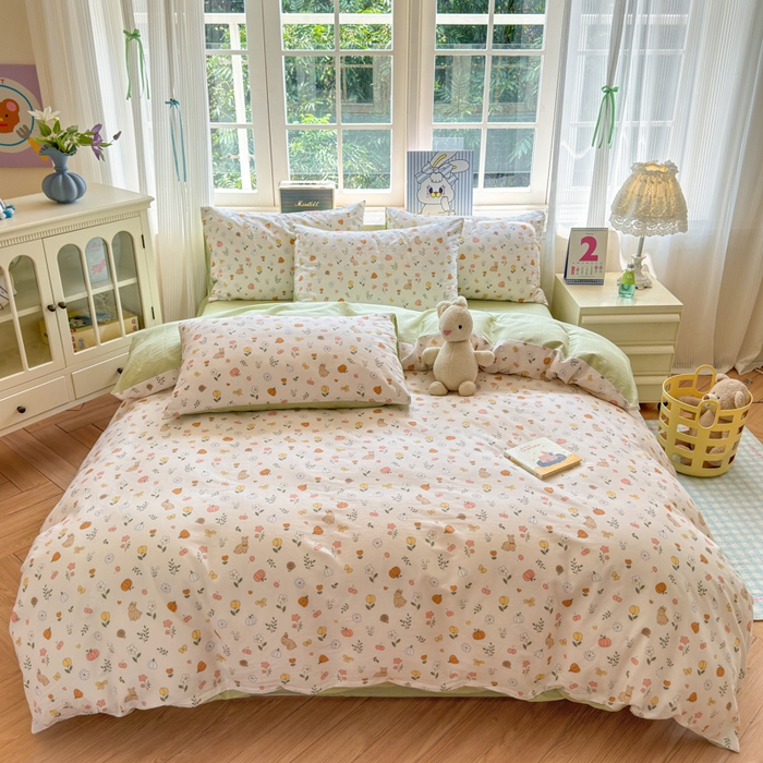 91家纺网 家纺一手货源 找家纺 清雅福 2024新款全棉13070印花单品系列-单被套 春日限定米