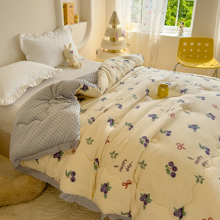 91家纺网 家纺一手货源 找家纺 芯恋 2025款提花韩版花边豆豆冬被被子春秋被芯大豆被豆豆被蓝莓