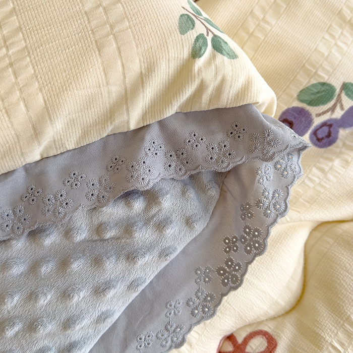 91家纺网 家纺一手货源 找家纺 芯恋 2025款提花韩版花边豆豆冬被被子春秋被芯大豆被豆豆被蓝莓