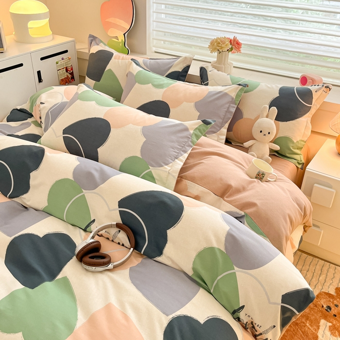 91家纺网 家纺一手货源 找家纺 慕尚家纺 2025新款原棉磨毛四件套单被套系列-单被套 心悦绿