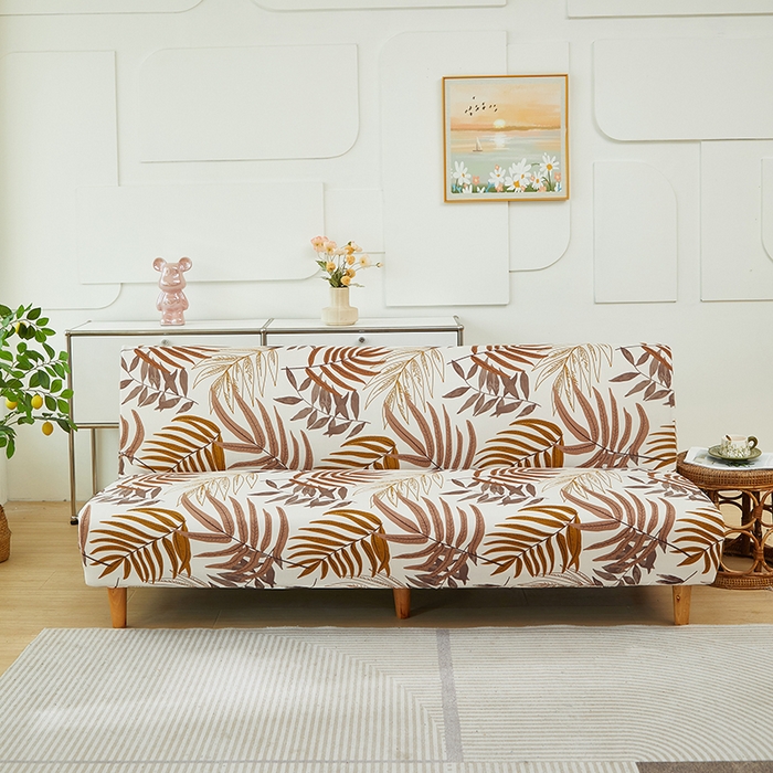 91家纺网 家纺一手货源 找家纺 逐日沙发套 2024新款牛奶丝印花系列-沙发床套 沙发床套-棕叶