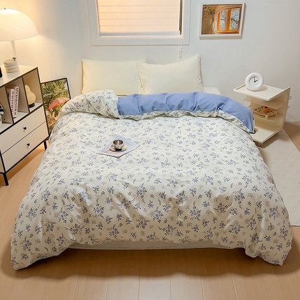 91家纺网 家纺一手货源 找家纺 尚帛 2024新款新疆棉磨毛印花单品被套 琉璃-蓝
