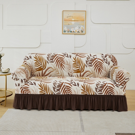 91家纺网 家纺一手货源 找家纺 （总）逐日沙发套 2024新款牛奶丝印花系列-沙发套裙摆款