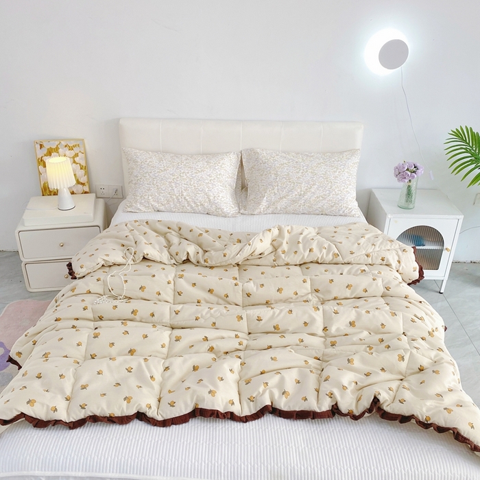 91家纺网 家纺一手货源 找家纺 （总）蓝庭全棉印花花边冬被大豆被春秋被芯被子可机洗