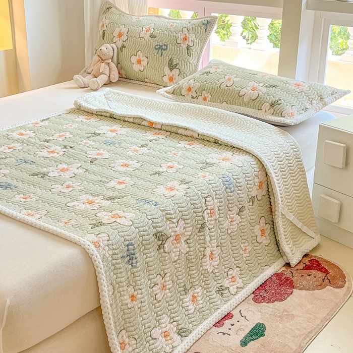 91家纺网 家纺一手货源 找家纺 川悦生活 2024新款A类印花雪花绒床垫加厚绒保暖床护垫 床垫泡芙小兔