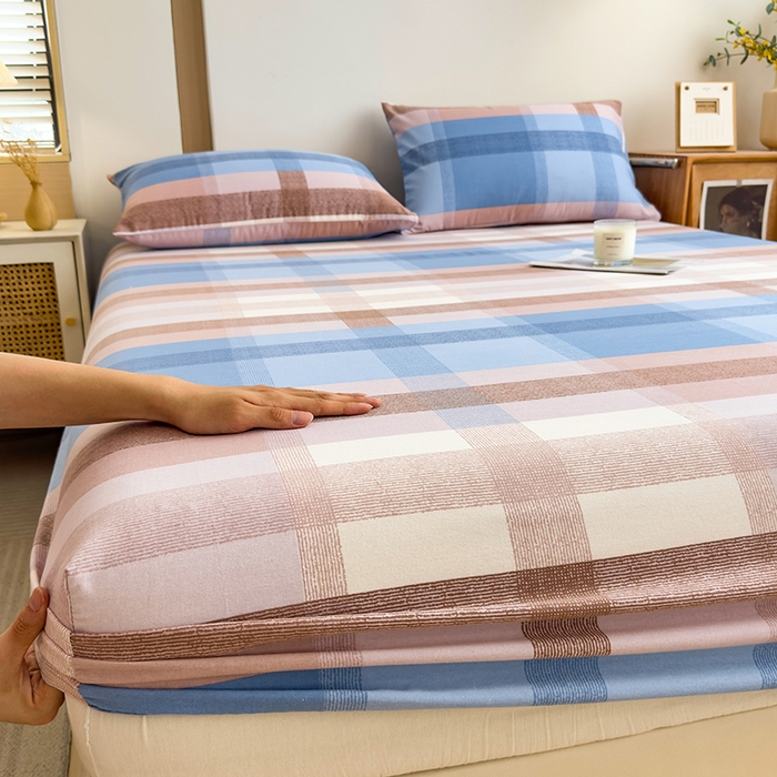 91家纺网 家纺一手货源 找家纺 芃成家纺 2024新款原棉加厚生态磨毛单床笠 蓝调