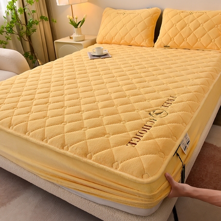 好眠好梦家纺 2024新款A类宝宝绒床笠-凯特琳 暖黄