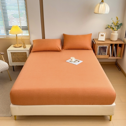 芃成家纺 2024新款原棉加厚生态磨毛单床笠 南瓜色