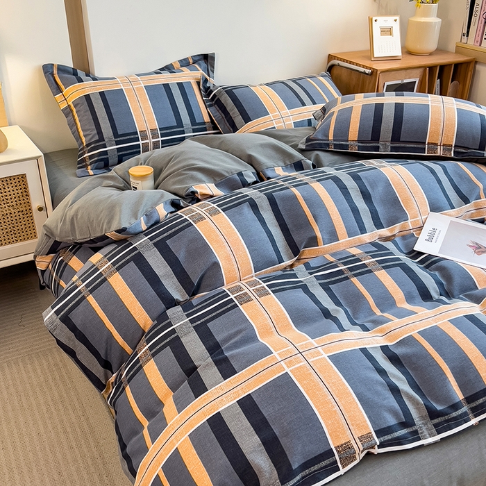 91家纺网 家纺一手货源 找家纺 芃成家纺 2024新款原棉加厚生态磨毛四件套 莱茵格-蓝