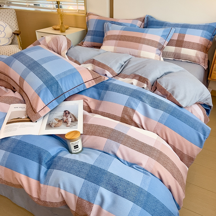 91家纺网 家纺一手货源 找家纺 芃成家纺 2024新款原棉加厚生态磨毛单被套 蓝调