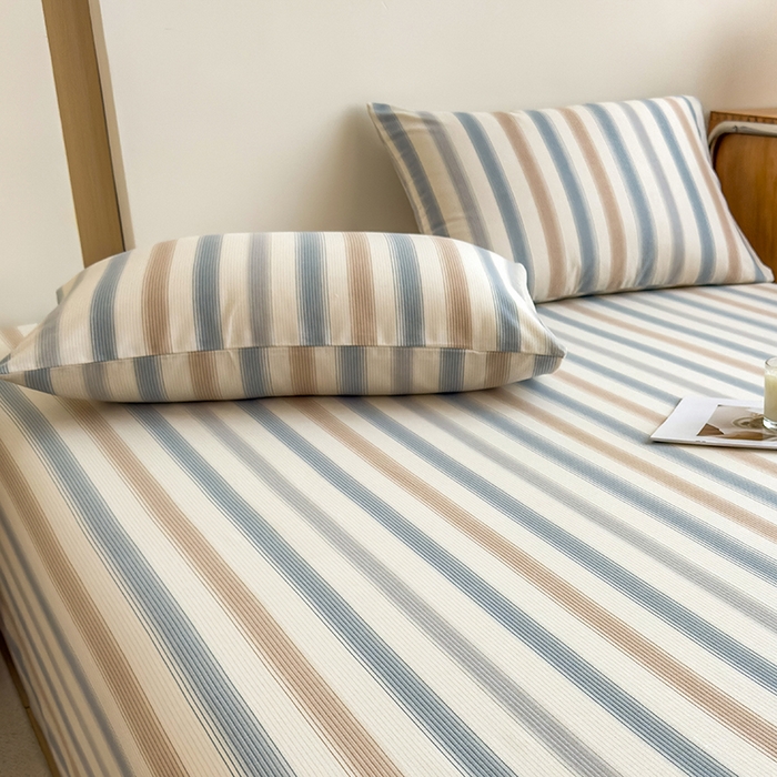 91家纺网 家纺一手货源 找家纺 芃成家纺 2024新款原棉加厚生态磨毛单枕套 气质细条