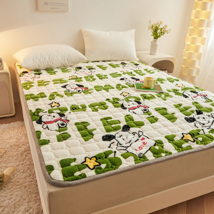 91家纺网 家纺一手货源 找家纺 富威堡家纺 2025新款牛奶绒棉花床护垫可水洗床垫保暖薄床褥学生榻榻米垫子 乐乐狗