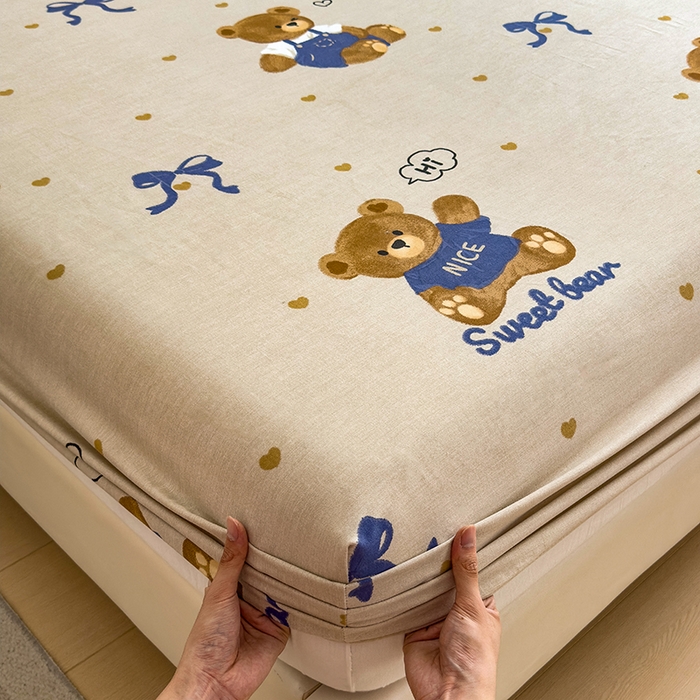 91家纺网 家纺一手货源 找家纺 芃成家纺 2024新款原棉加厚生态磨毛单床笠 绅士熊