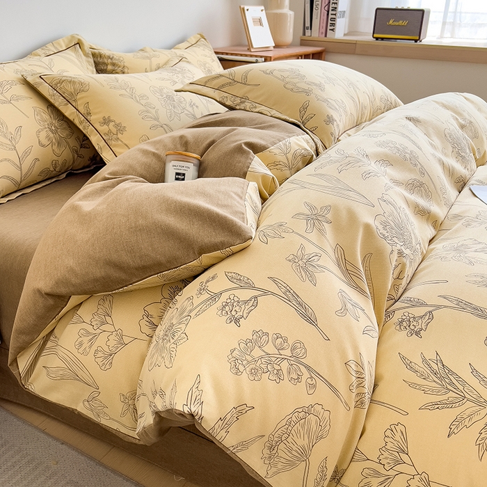 91家纺网 家纺一手货源 找家纺 芃成家纺 2024新款原棉加厚生态磨毛单被套 简笔花