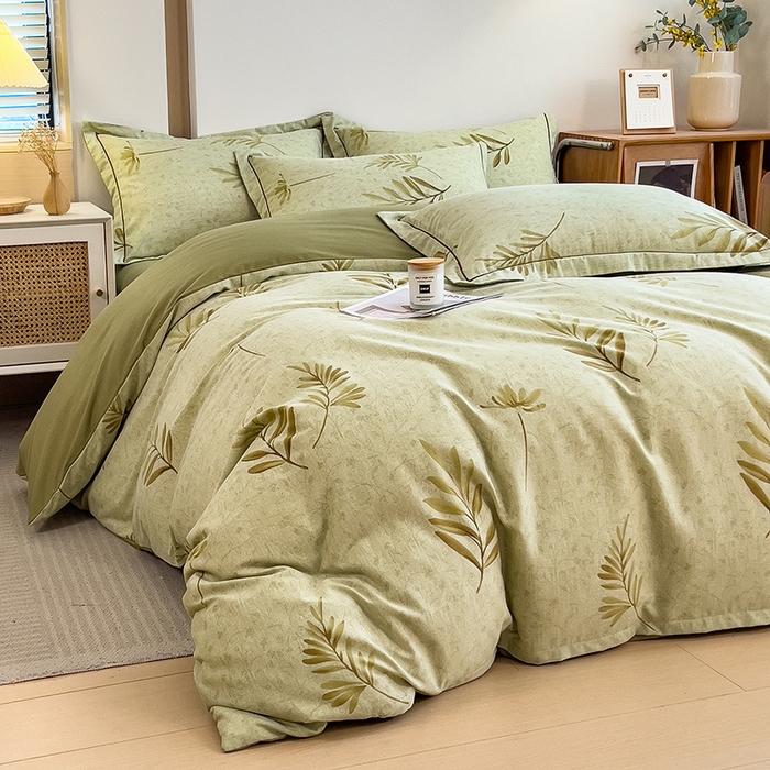 91家纺网 家纺一手货源 找家纺 芃成家纺 2024新款原棉加厚生态磨毛四件套 绿町