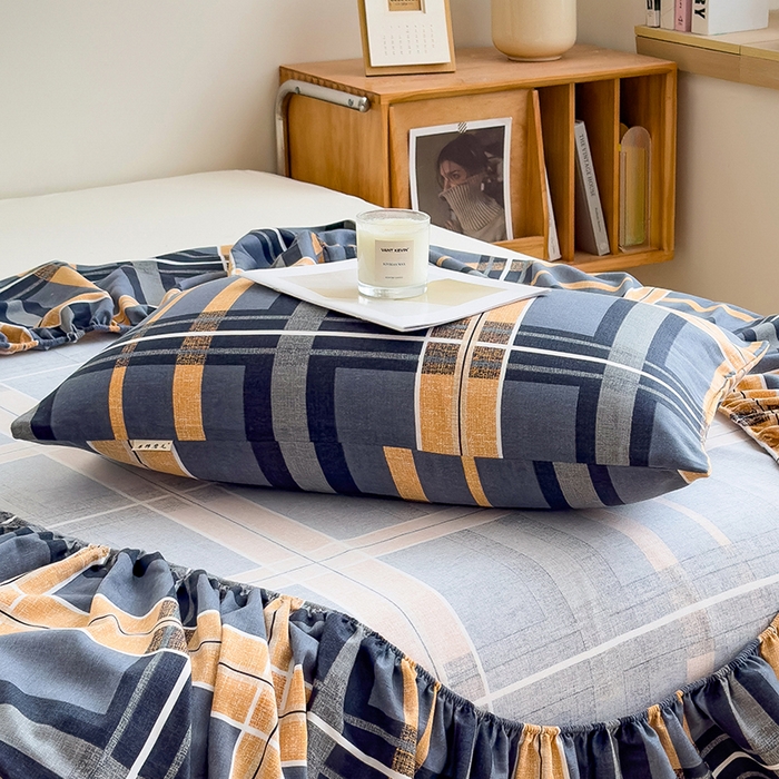 91家纺网 家纺一手货源 找家纺 芃成家纺 2024新款原棉加厚生态磨毛单枕套 莱茵格-蓝