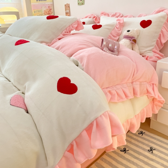 91家纺网 家纺一手货源 找家纺 （总）丝印良品 2024秋冬韩版公主风牛奶绒四件套