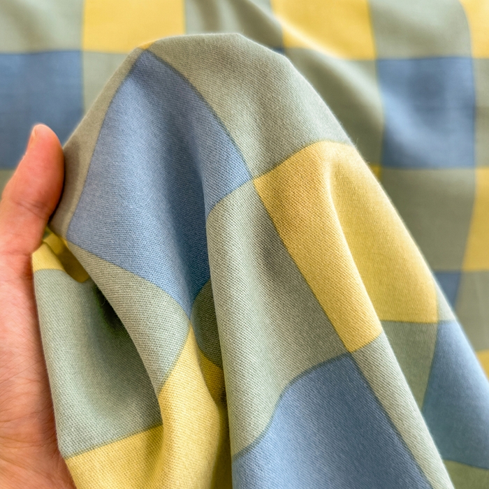 91家纺网 家纺一手货源 找家纺 芃成家纺 2024新款原棉加厚生态磨毛单枕套 蓝黄中格