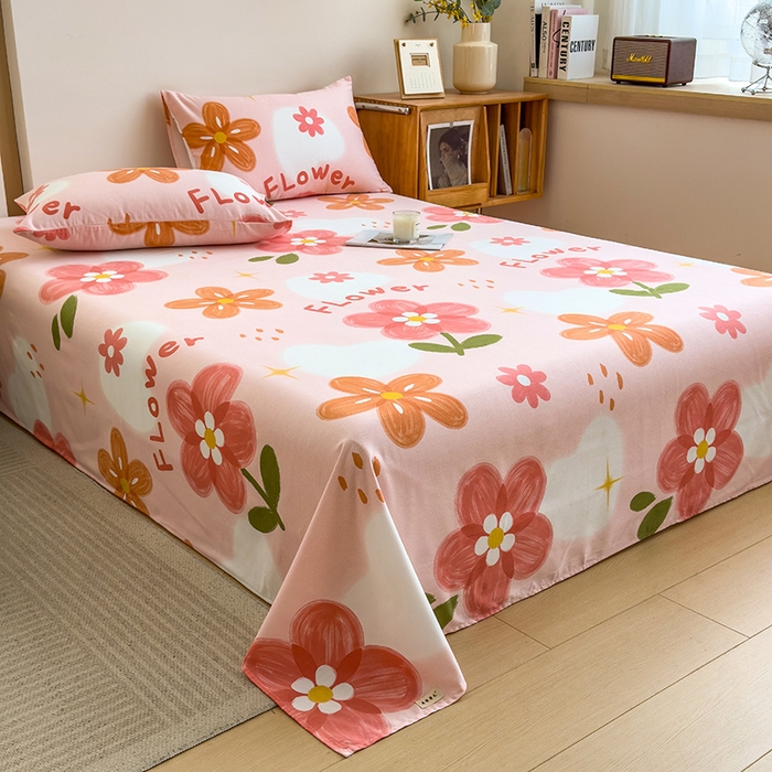 91家纺网 家纺一手货源 找家纺 芃成家纺 2024新款原棉加厚生态磨毛单床单 秘密花园-粉