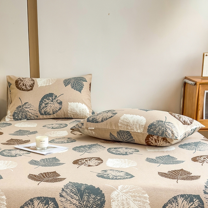 91家纺网 家纺一手货源 找家纺 芃成家纺 2024新款原棉加厚生态磨毛单枕套 叶语