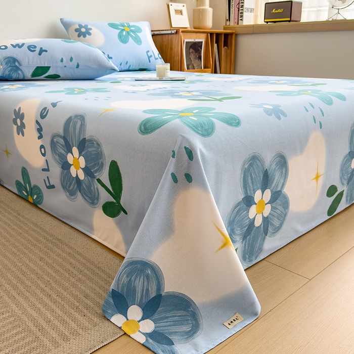 91家纺网 家纺一手货源 找家纺 芃成家纺 2024新款原棉加厚生态磨毛单床单 秘密花园-蓝