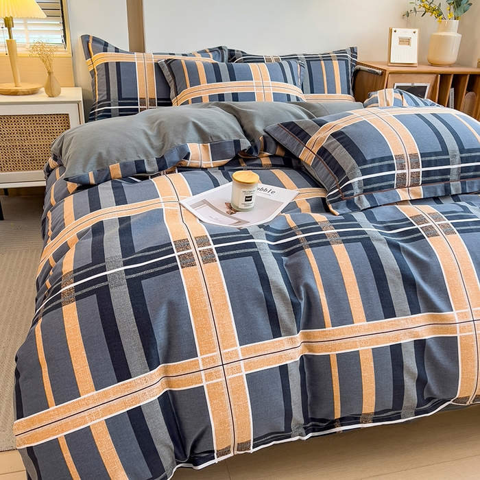 91家纺网 家纺一手货源 找家纺 芃成家纺 2024新款原棉加厚生态磨毛单被套 莱茵格-蓝